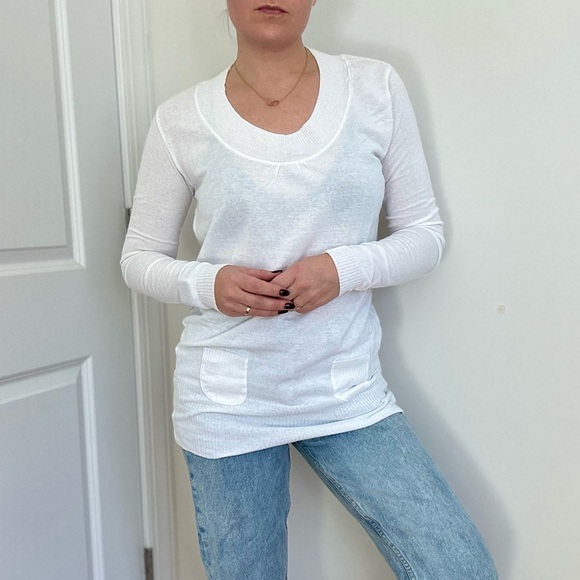 Cotton Blend Fine Knit Tunic Sweater - Picture 3 of 8